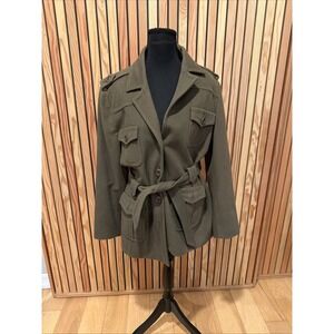 Vintage DASLU 1997 Safari Jacket Olive Belted Utility Size 46